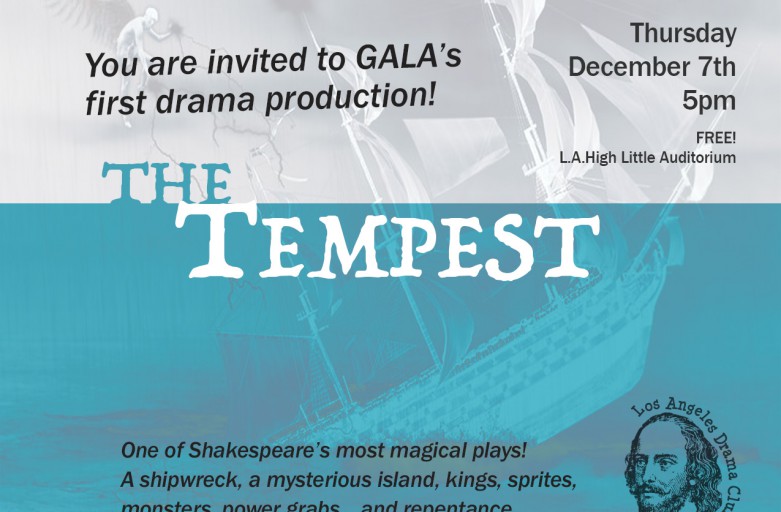 “The Tempest” at GALA – one performance only!!